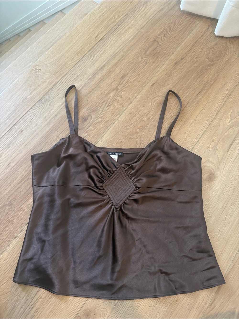 Anne Klein Brown Satin Spaghetti Strap Camisole